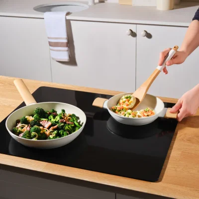 Karaca Swiss Crystal Almond 2-Piece Non-Stick Induction Pan Set, Cream - 5