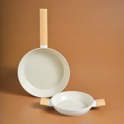 Karaca Swiss Crystal Almond 2-Piece Non-Stick Induction Pan Set, Cream - 1