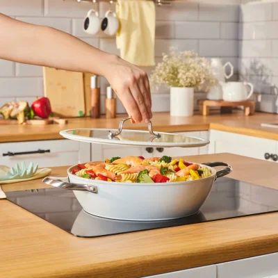Karaca Swiss Crystal Almond Cream Handle Flat Casserole 30 cm - 2
