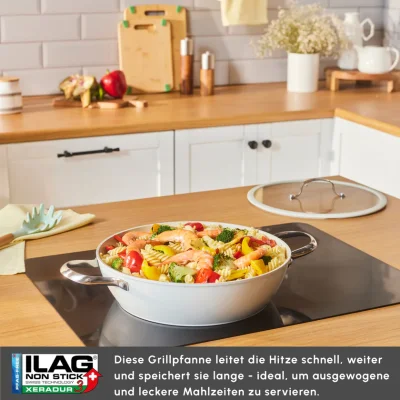 Karaca Swiss Crystal Almond Cream Handle Flat Casserole 30 cm - 5