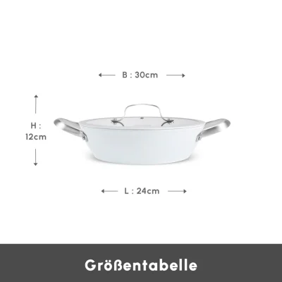 Karaca Swiss Crystal Almond Cream Handle Flat Casserole 30 cm - 9