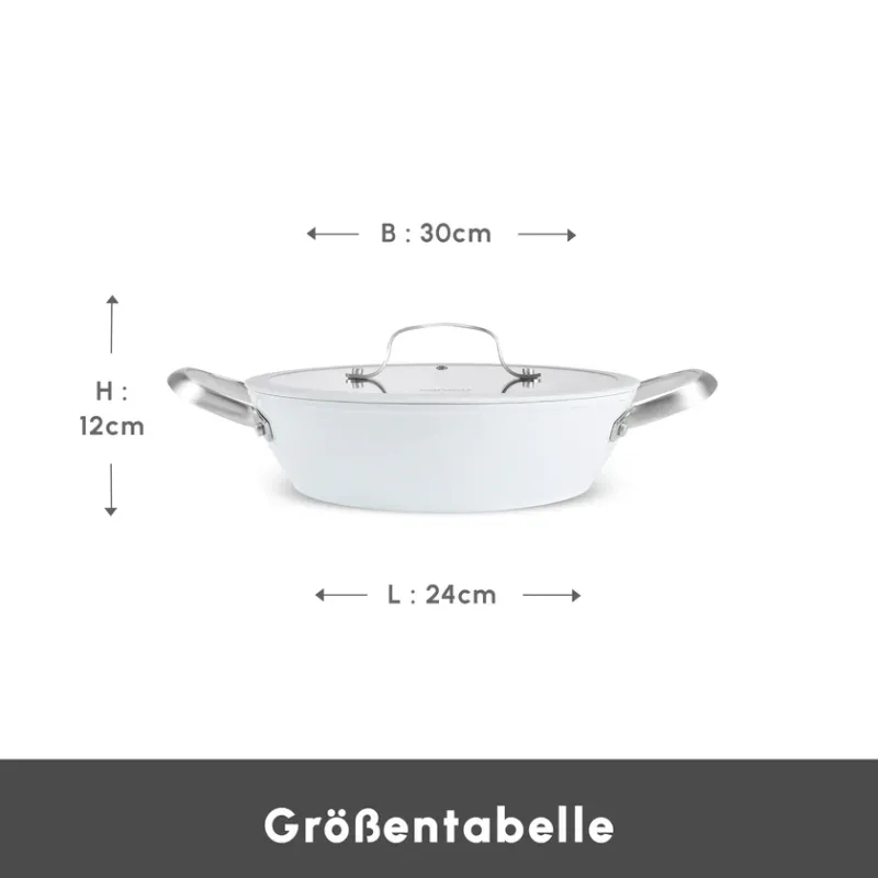Karaca Swiss Crystal Almond Cream Handle Flat Casserole 30 cm - 9