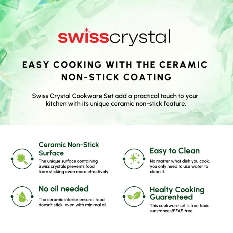 Karaca Swiss Crystal Almond Cream Handle Flat Pan 20 cm - 9