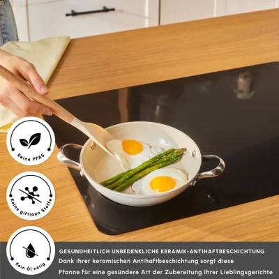 Karaca Swiss Crystal Almond Cream Handle Flat Pan 20 cm - 2
