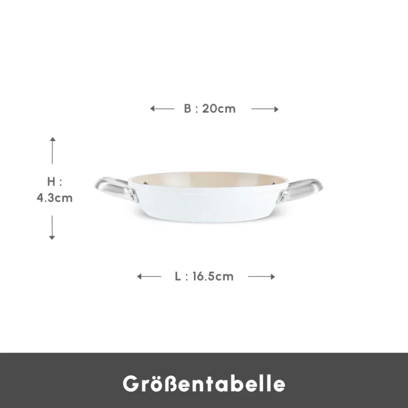 Karaca Swiss Crystal Almond Cream Handle Flat Pan 20 cm - 8