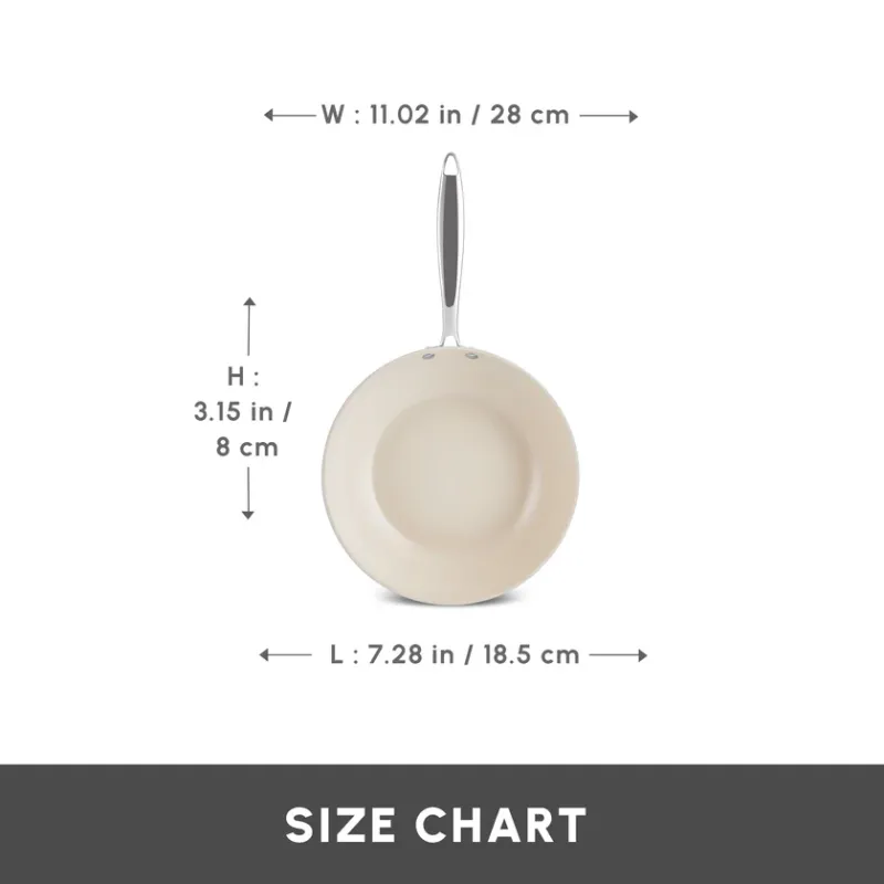 Karaca Swiss Crystal Almond Cream Non-Stick Induction Handle Wok, 28cm, Cream - 8