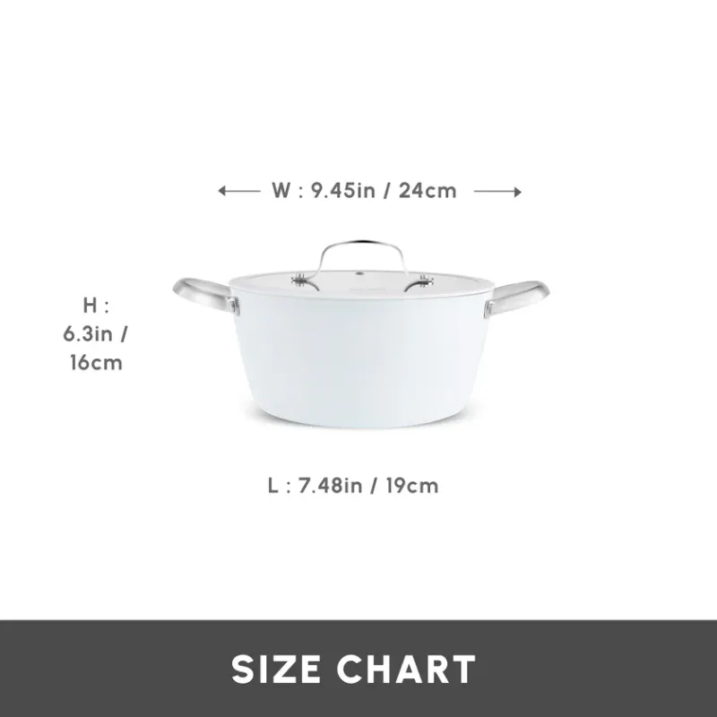 Karaca Swiss Crystal Almond Cream Non-Stick Induction Stainless Steel Handle Casserole & Lid, 24cm, Cream - 8