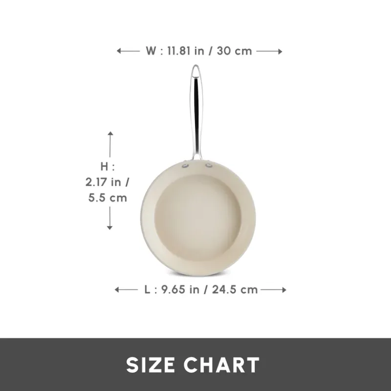 Karaca Swiss Crystal Almond Cream Non-Stick Induction Stainless Steel Handle Pan, 30cm, Cream - 7