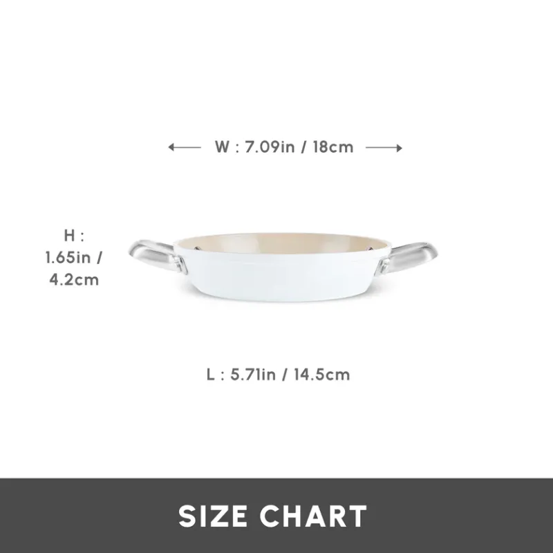 Karaca Swiss Crystal Almond Cream Non-Stick Induction Stainless Steel Handle Shallow Pan, 18cm, Cream - 5