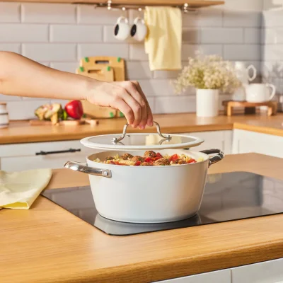 Karaca Swiss Crystal Almond Cream Stainless Steel Handle Casserole 24 cm - 1