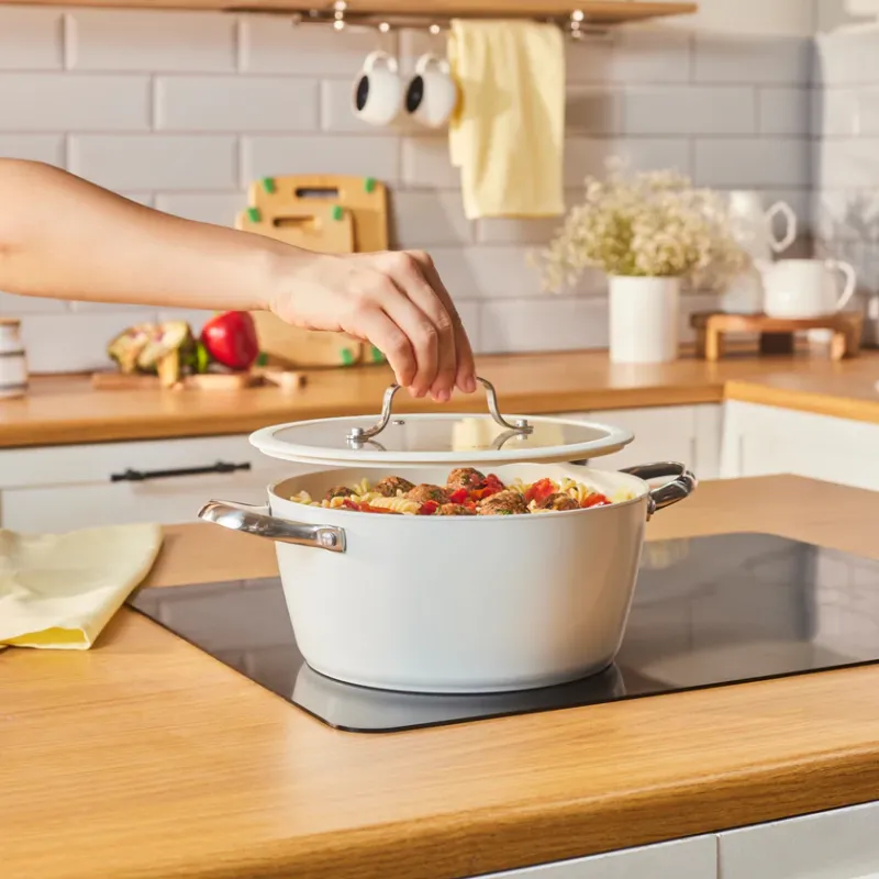 Karaca Swiss Crystal Almond Cream Stainless Steel Handle Casserole 24 cm - 1