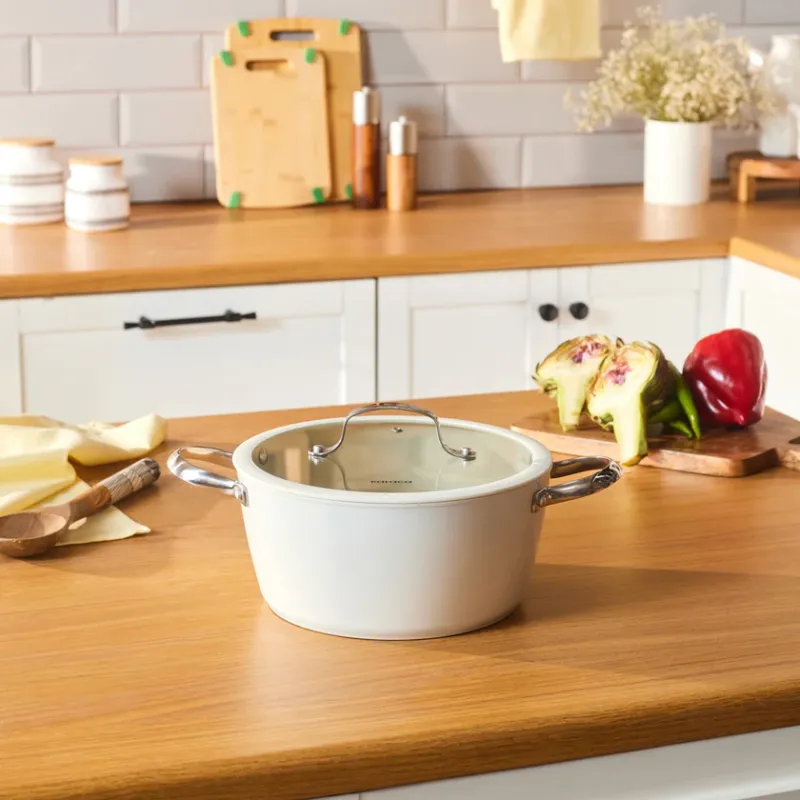 Karaca Swiss Crystal Almond Cream Stainless Steel Handle Casserole 24 cm - 5