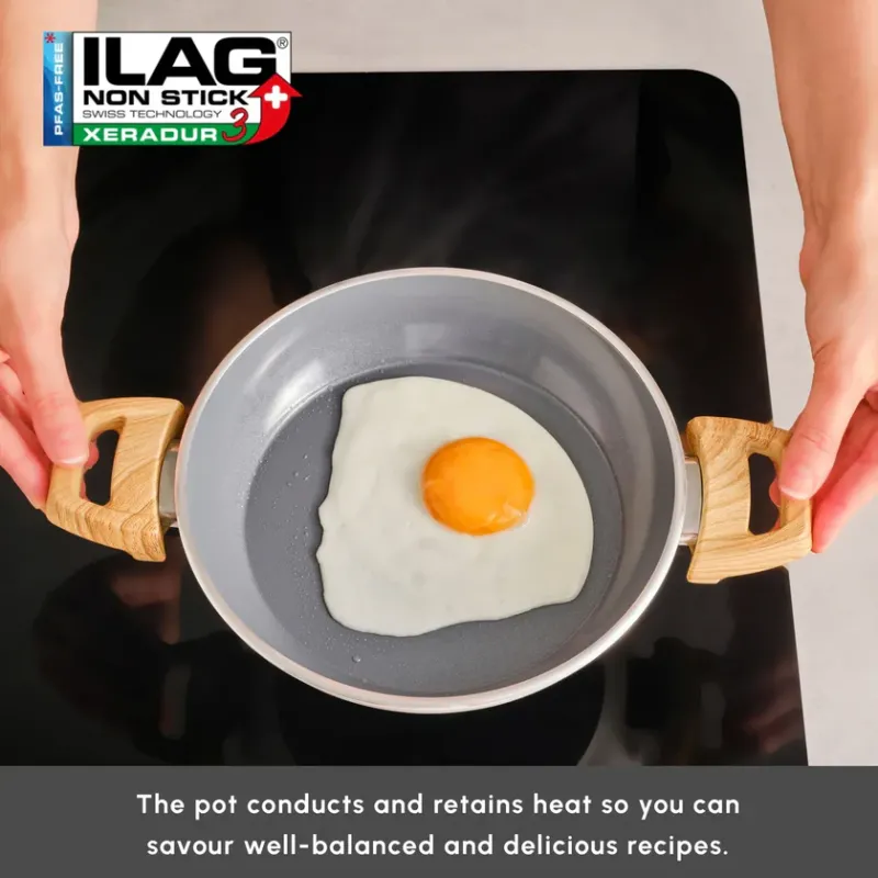 Karaca Swiss Crystal Non-Stick Induction Shallow Pan, 20cm, Creamy - 3