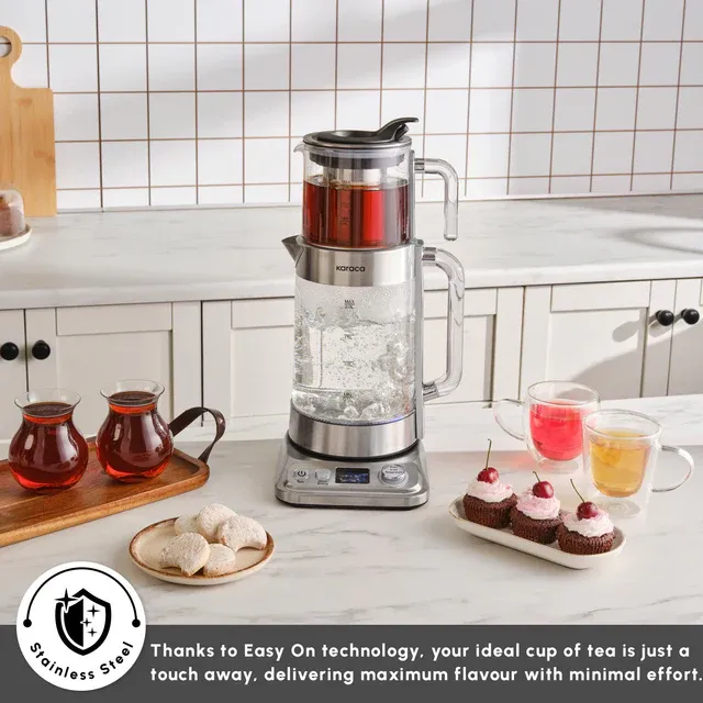 Karaca x by Refika XL Glass Tea Maker and Kettle, 2200W, 2,8L, Inox - 3