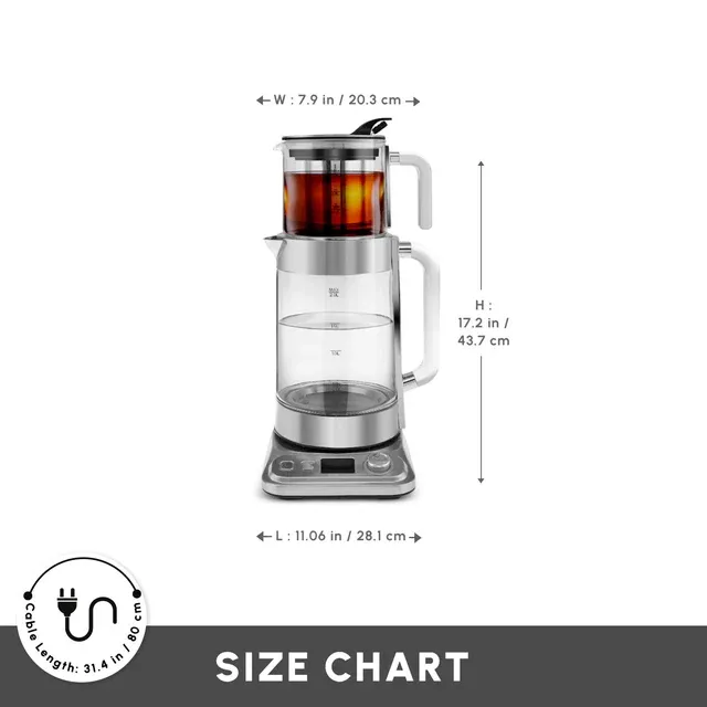 Karaca x by Refika XL Glass Tea Maker and Kettle, 2200W, 2,8L, Inox - 1