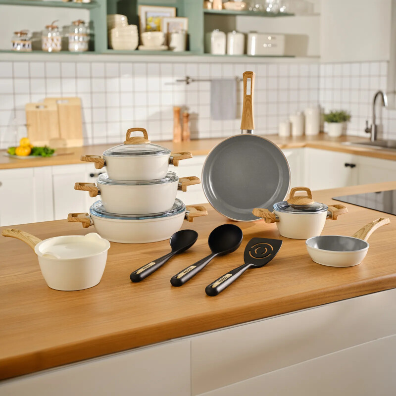 Karaca x Refika Birgül Swiss Crystal 15 Parça Tencere Seti Creamy - KARACA X REFIKA BIRGÜL