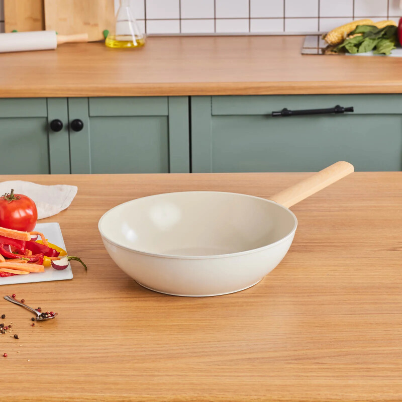 Karaca x Refika Swiss Crystal Almond Cream 28 cm Wok Tava - KARACA