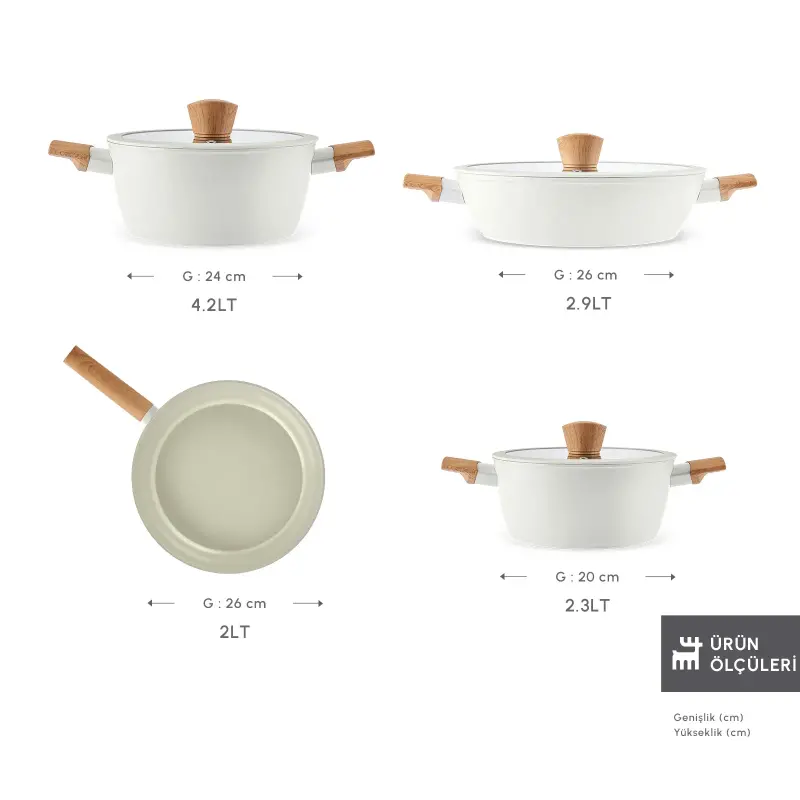 Karaca x Refika Swiss Crystal Almond Cream 7 Parça Tencere Seti - 2