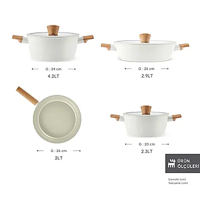 Karaca x Refika Swiss Crystal Almond Cream 7 Parça Tencere ve Tava Seti - KARACA X REFIKA BIRGÜL (1)