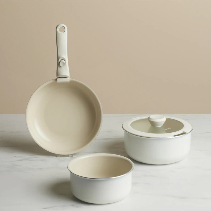 Karaca x Refika Swiss Crystal Almond Cream Easy Clip 5 Parça Tencere Seti - KARACA