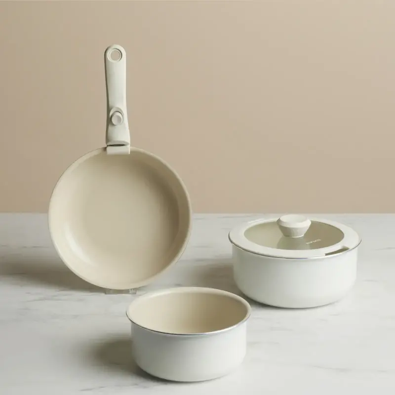 Karaca x Refika Swiss Crystal Almond Cream Easy Clip 5 Parça Tencere Seti - 1