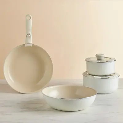 Karaca x Refika Swiss Crystal Almond Cream Easy Clip 7 Parça Tencere Seti - 2