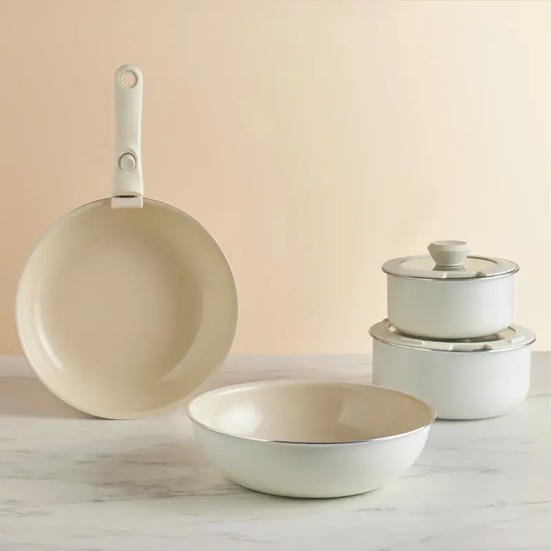 Karaca x Refika Swiss Crystal Almond Cream Easy Clip 7 Parça Tencere Seti - 2