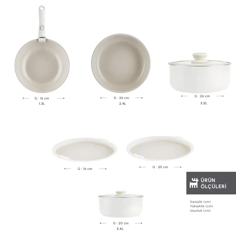 Karaca x Refika Swiss Crystal Almond Cream Easy Clip 9 Parça Tencere Seti - 2