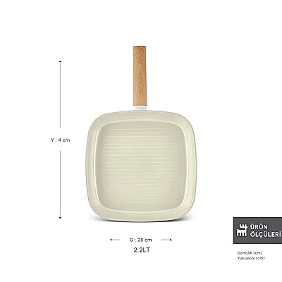 Karaca x Refika Swiss Crystal Almond Cream İndüksiyon Tabanlı 28 cm Grill Tava - KARACA X REFIKA BIRGÜL (1)