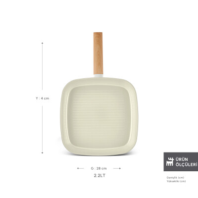 Karaca x Refika Swiss Crystal Almond Cream İndüksiyon Tabanlı 28 cm Grill Tava - KARACA (1)