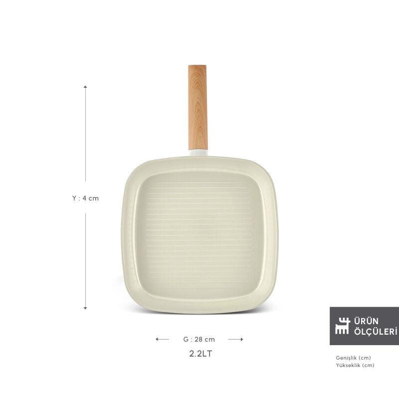 Karaca x Refika Swiss Crystal Almond Cream İndüksiyon Tabanlı 28 cm Grill Tava - 2