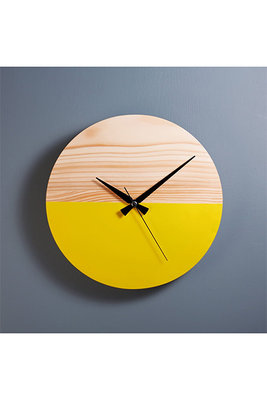  Dekoratif Ahşap Sarı Saat | 29 cm - Thumbnail