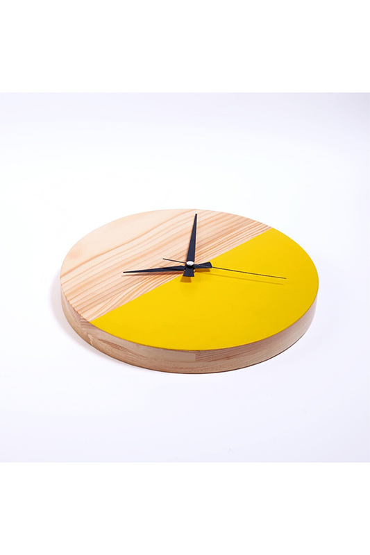  Dekoratif Ahşap Sarı Saat | 29 cm
