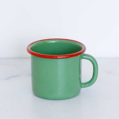 Kırmızı Yeşil Emaye Kupa - Refikadan