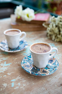 Natüralist Çini Desenli 2li Kahve Fincan Seti - Refikadan