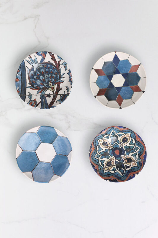 Sade Çini 4lü Çukur Tabak Seti - 20 cm - 1