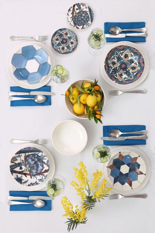 Sade Çini 4lü Çukur Tabak Seti - 20 cm - 4