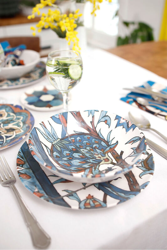 Sade Çini 4lü Çukur Tabak Seti - 20 cm - 2