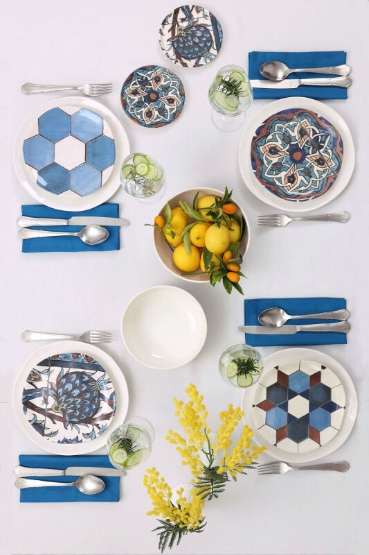 Sade Çini 4lü Tatlı Tabağı Seti - 20 cm - 4