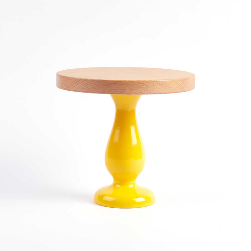 Ahşap Ayaklı Sarı Kek Standı 20 cm
