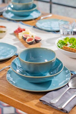 Turkuaz 24 Parça 6 Kişilik Seramik Yemek Takımı - Refikadan