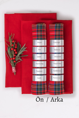 Yeni Yıl Dilekleri Peçete Yüzüğü - Çift Tarafı Yazılı 6lı Set - Refikadan