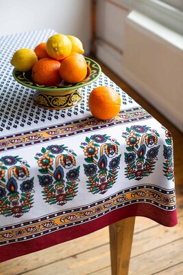 Yöresel Masa Örtüsü Tokat İşi - Bordo Beyaz - 2